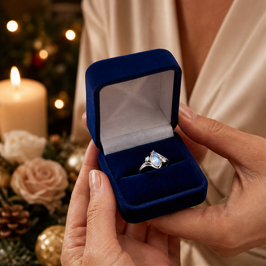 Lunivora – Anello Ovale in Pietra di Luna con Zirconi lifestyle