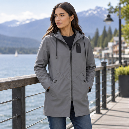 Zidoo – Trench Impermeabile con Cappuccio Midi lifestyle