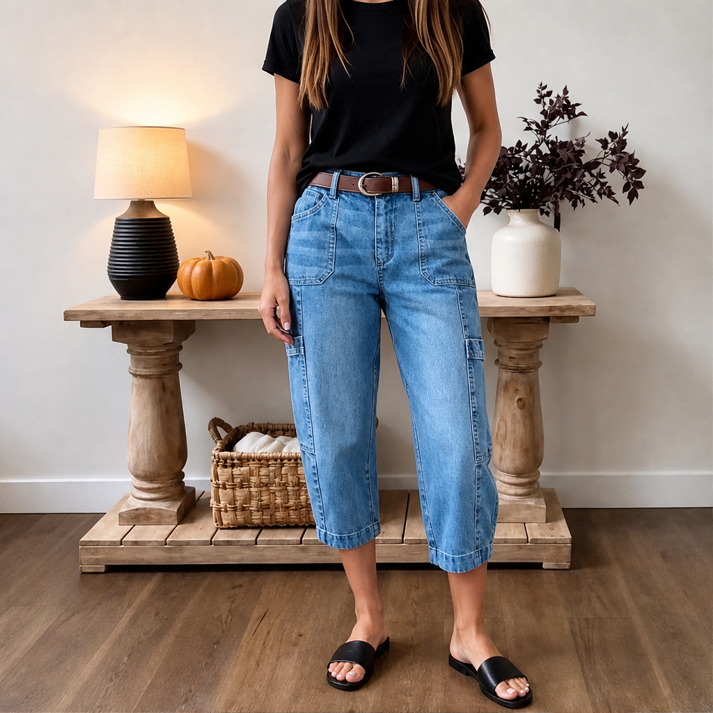 Barolyn – Jeans Cropped Gamba Ampia Elasticizzati lifestyle
