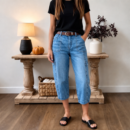 Barolyn – Jeans Cropped Gamba Ampia Elasticizzati lifestyle