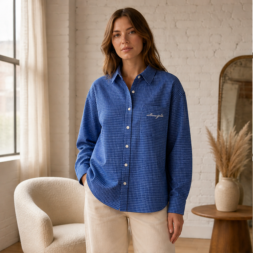Verraco – Camicia a Quadretti con Orlo Curvo lifestyle