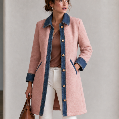 Velmora – Cappotto Midi in Pile Patchwork Denim lifestyle