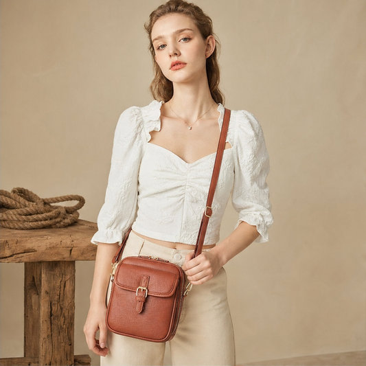 Borsa a Tracolla Vintage in Pelle | Messenger Donna Capiente - Multitasche con Tracolla Regolabile lifestyle