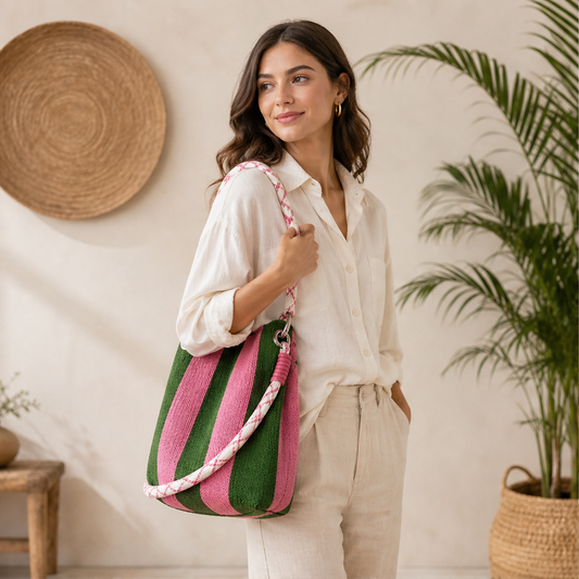 Marbossa – Borsa Secchiello in Maglia a Righe lifestyle