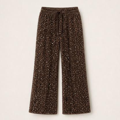 Luminetta – Pantaloni a Paillettes Velluto Brown