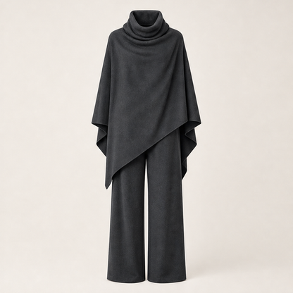 Voralia – Completo Cappa Collo Alto e Pantaloni Larghi Charcoal