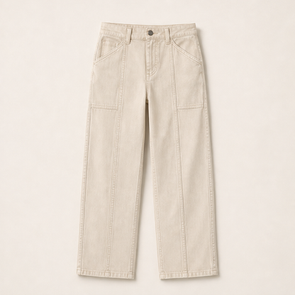 Verineo – Pantaloni Dritti con Cuciture Rinforzate Beige