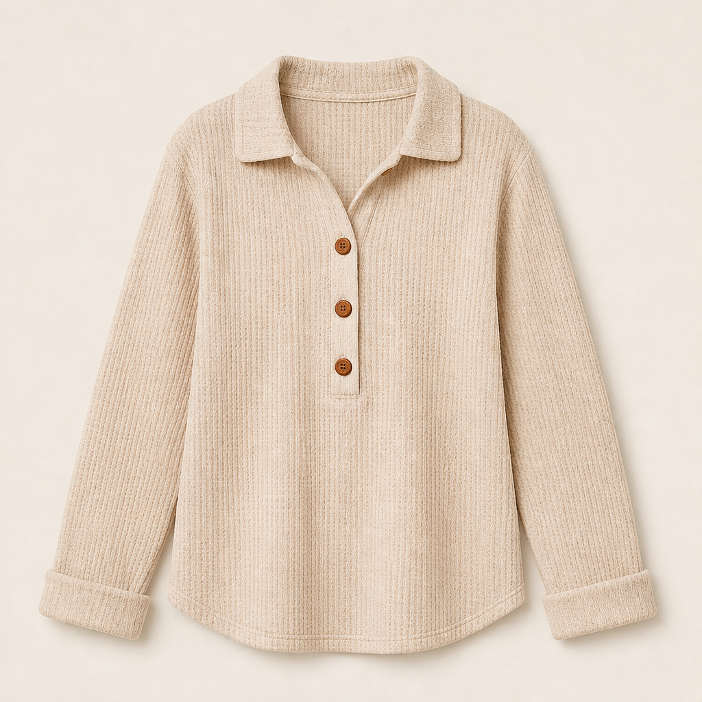 Morvenna – Maglia Henley in Maglia a Nido d'Ape Beige
