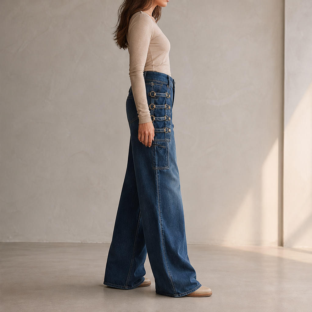 Vaquelia – Jeans a Vita Alta Gamba Larga con Fibbia lifestyle