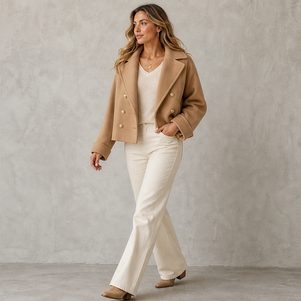 Camelora – Cappotto Corto Doppiopetto in Misto Lana lifestyle