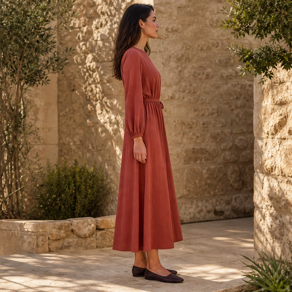 Vellamira – Abito Midi in Lino con Cintura lifestyle