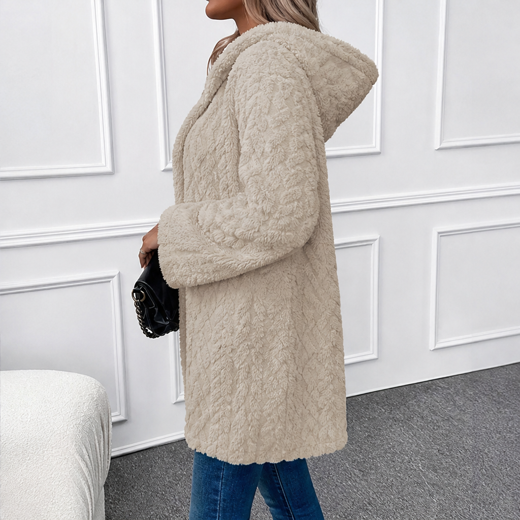 Morenza – Giacca con Cappuccio Trapuntata Effetto Peluche lifestyle