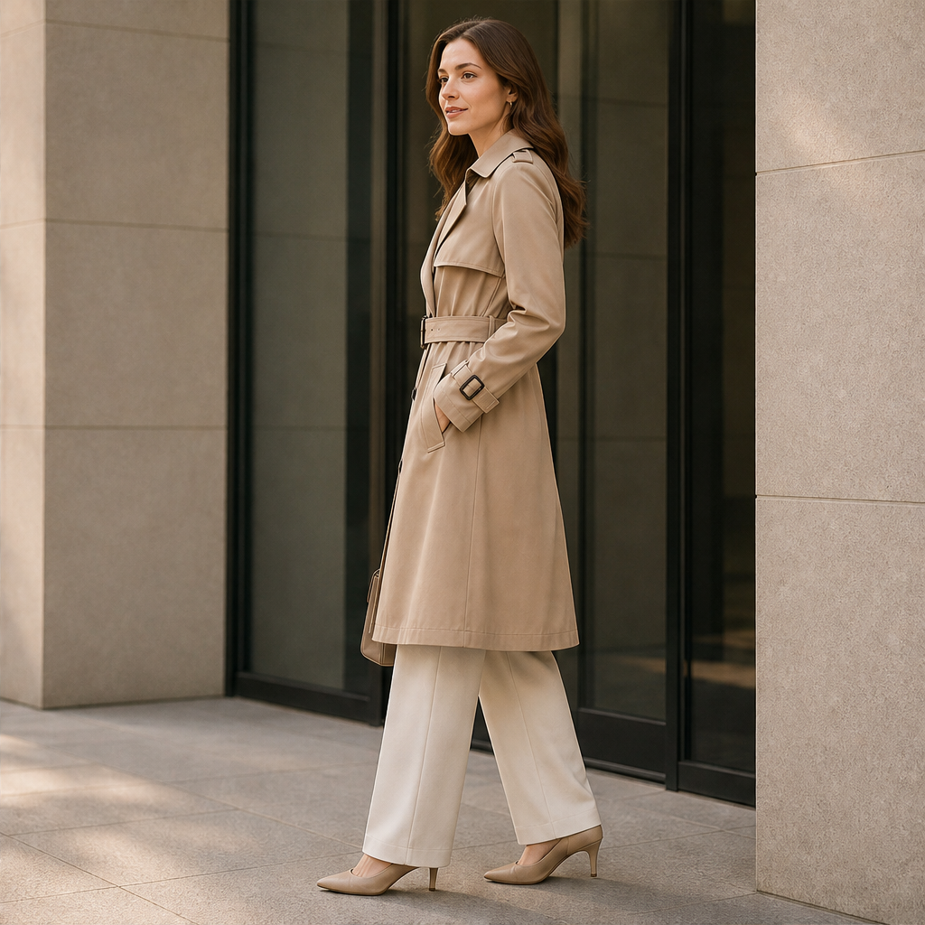 Velmora – Trench Coat Doppiopetto Midi lifestyle