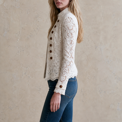 Veloresa – Giacca in Pizzo Collo Coreano Doppiopetto lifestyle