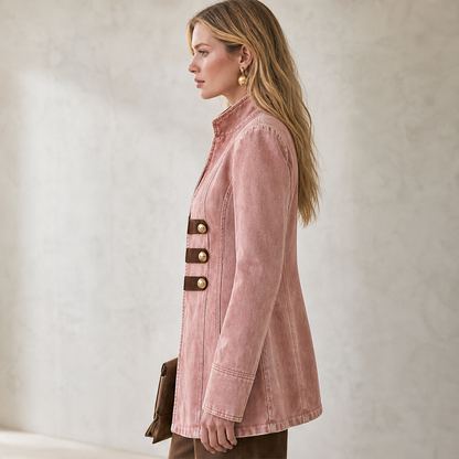 Varonne – Giacca Blazer Militare in Denim con Bottoni Dorati lifestyle