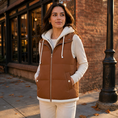 Vernasca – Gilet Piumino con Cappuccio Bicolore lifestyle