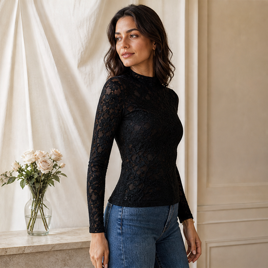 Merlivo – Camicia in Pizzo a Maniche Lunghe lifestyle