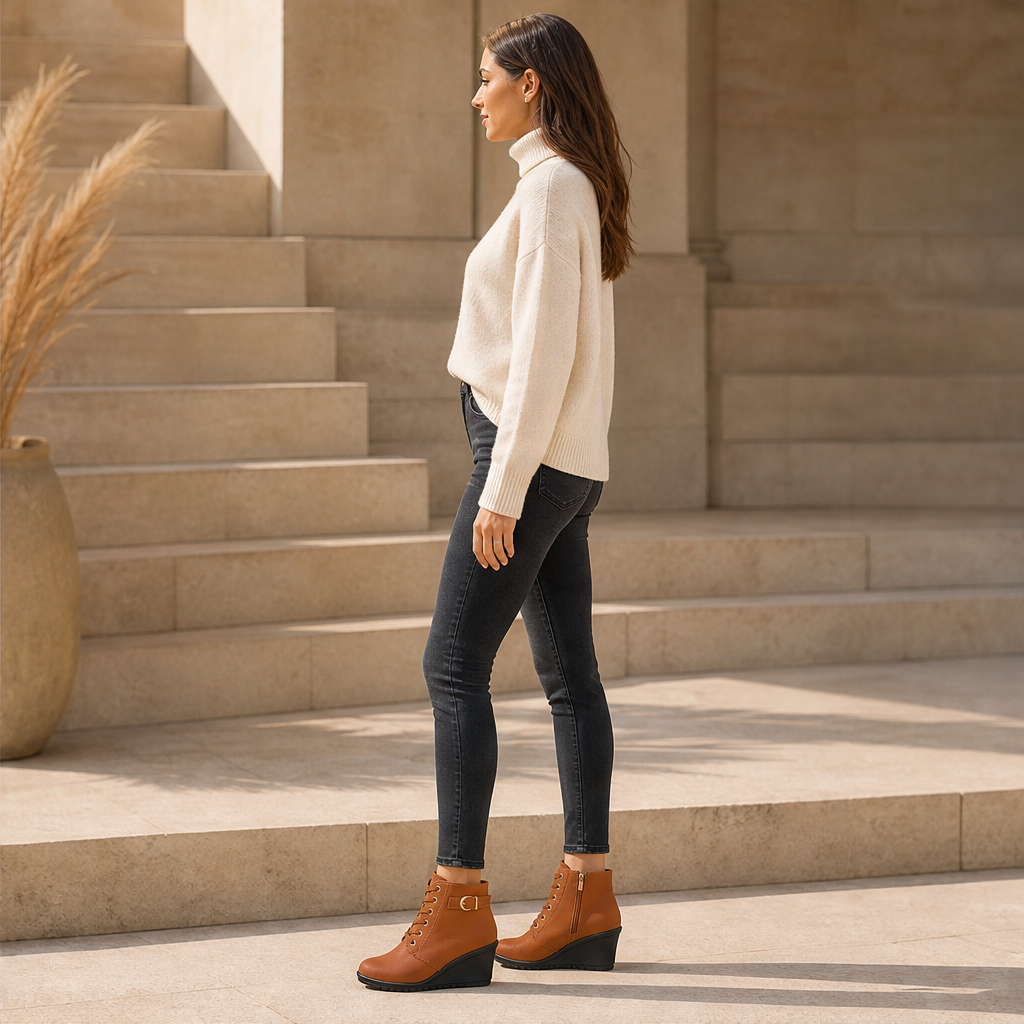Kouzeli – Stivaletti con Zeppa e Lacci lifestyle