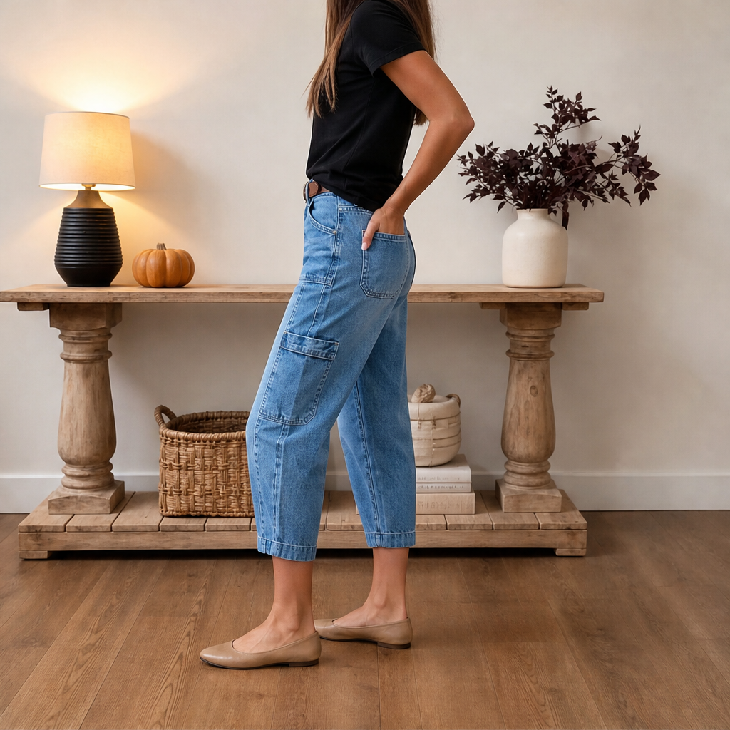 Barrelia – Jeans Barrel Fit Cropped Vita Media lifestyle