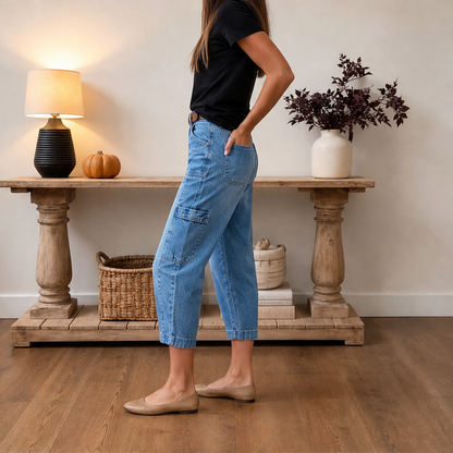 Barrelia – Jeans Barrel Fit Cropped Vita Media lifestyle