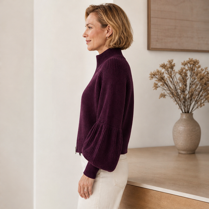 Vionetta – Maglione Zip a Maniche a Lanterna lifestyle
