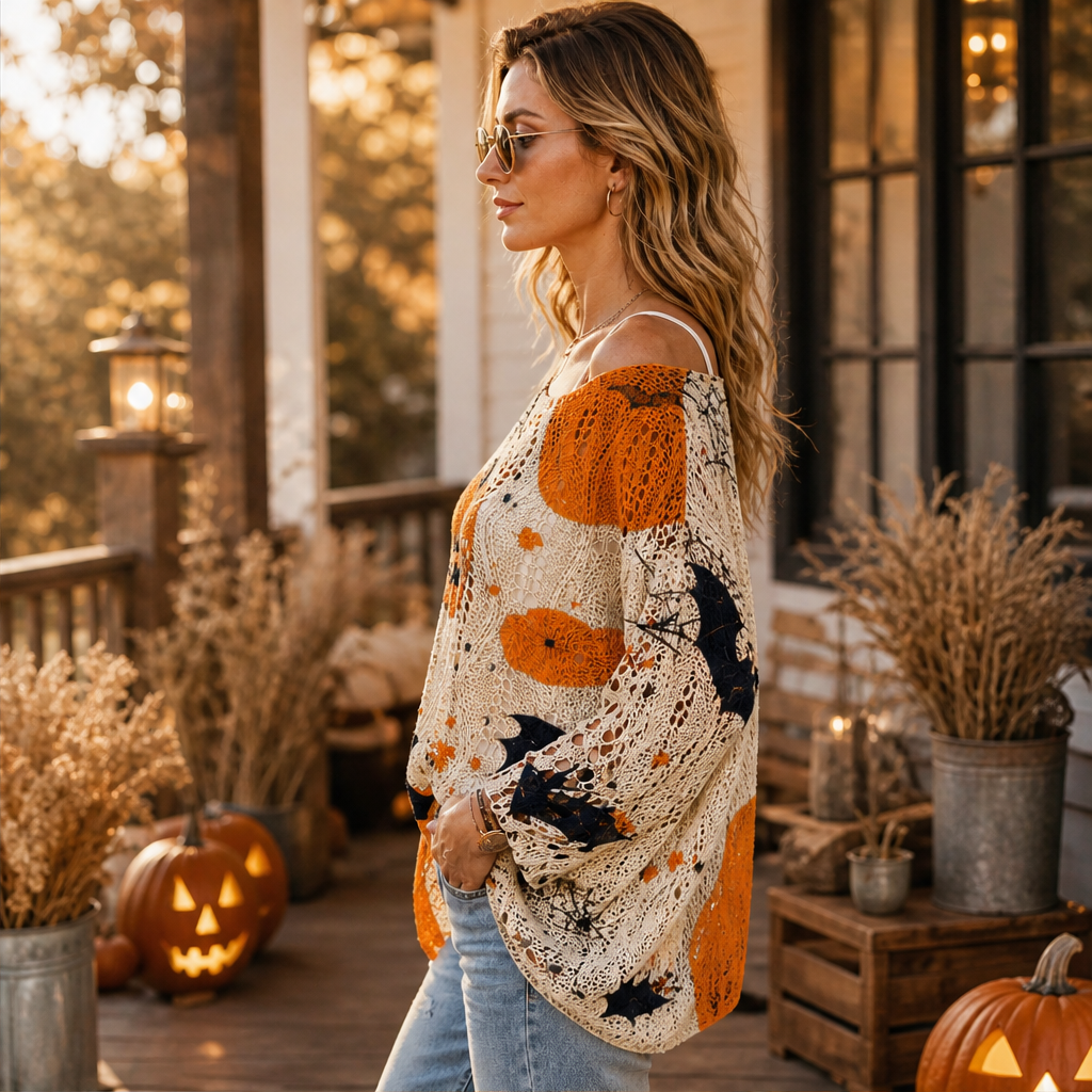 Zuccara – Top in Crochet Zucca e Pipistrello Spalle Scoperte lifestyle