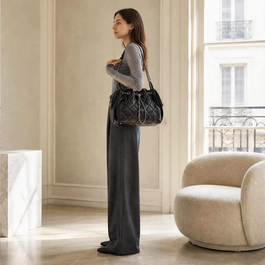 Caviora – Borsa Bucket in Pelle Trapuntata lifestyle