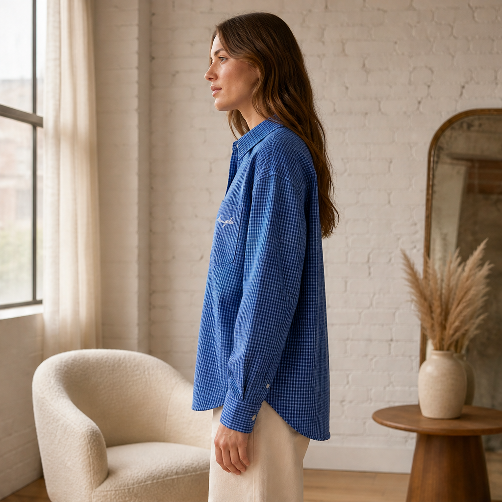 Verraco – Camicia a Quadretti con Orlo Curvo lifestyle