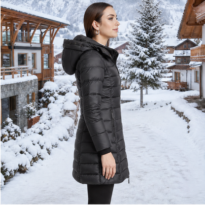 Novanne – Piumino Lungo Trapuntato con Cappuccio lifestyle