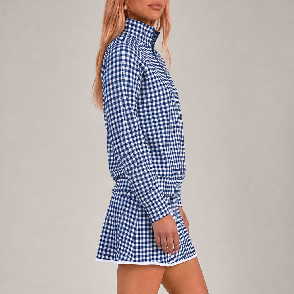 Vantiga – Completo Sportivo Vichy Mezza Zip e Skort lifestyle
