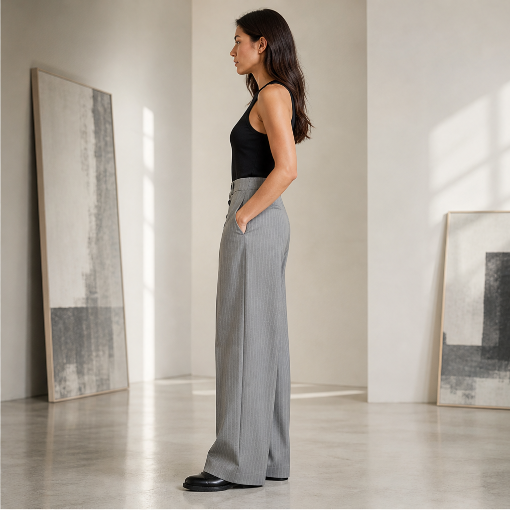 Varonne – Pantaloni a Vita Alta con Doppia Bottoniera lifestyle