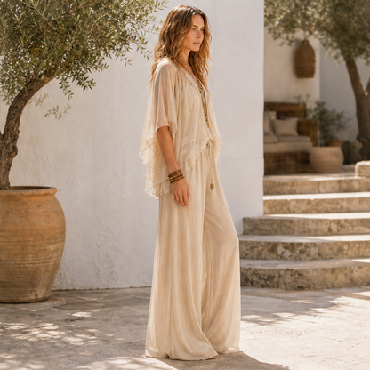 Velorenza – Completo Top Scollo a V e Pantaloni Palazzo lifestyle