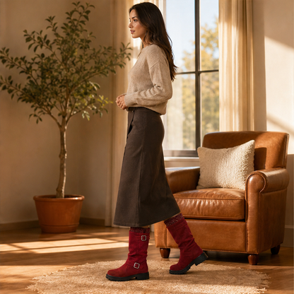 Varonne – Stivali Slouchy in Scamosciato con Fibbie lifestyle