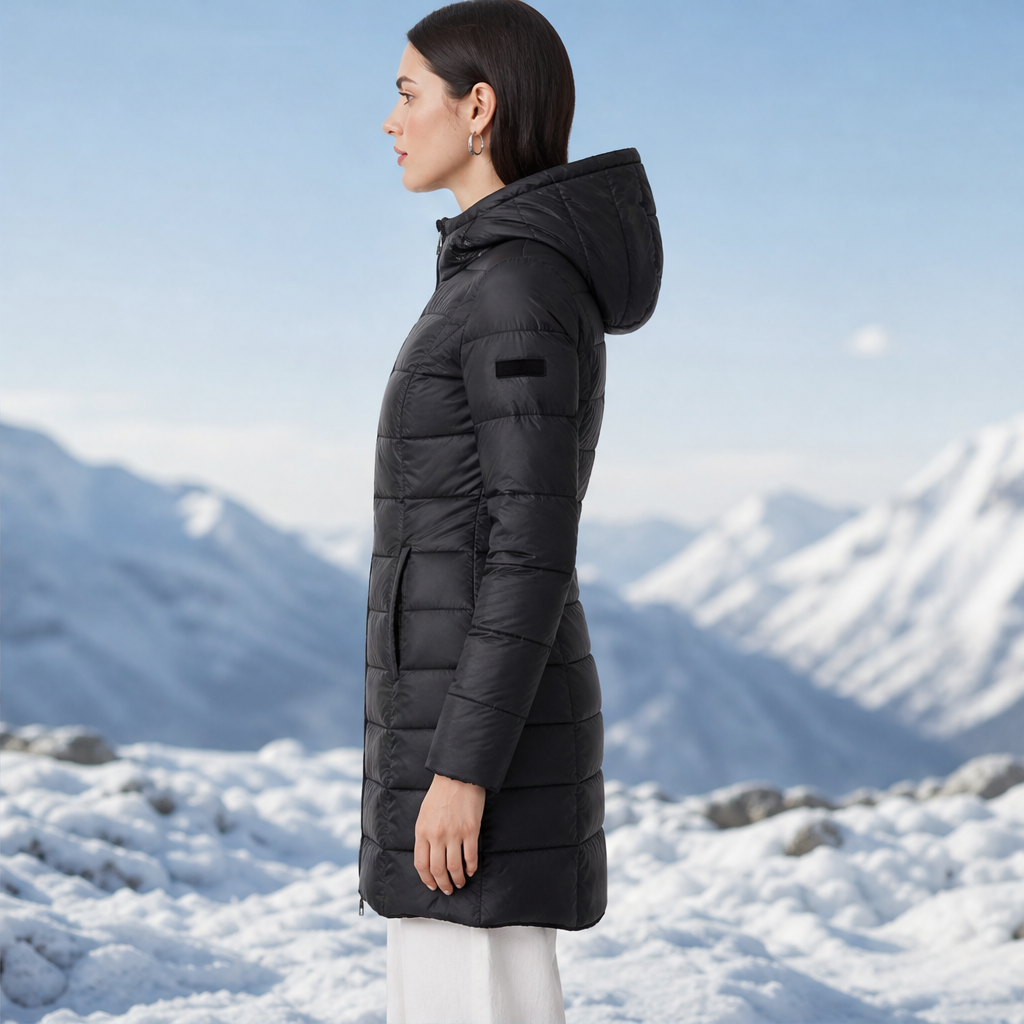 Novarine – Piumino Trapuntato Midi con Cappuccio lifestyle