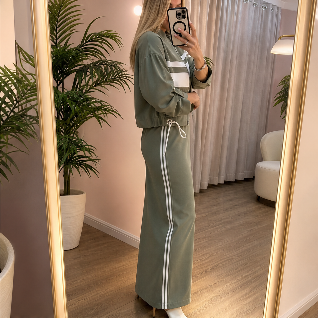 Varenza – Giacca Color-Block e Abito Midi, Set Due Pezzi lifestyle