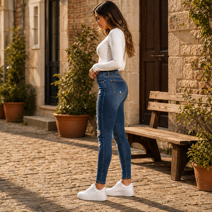 Varenza – Jeans Skinny a Vita Alta Strappati lifestyle