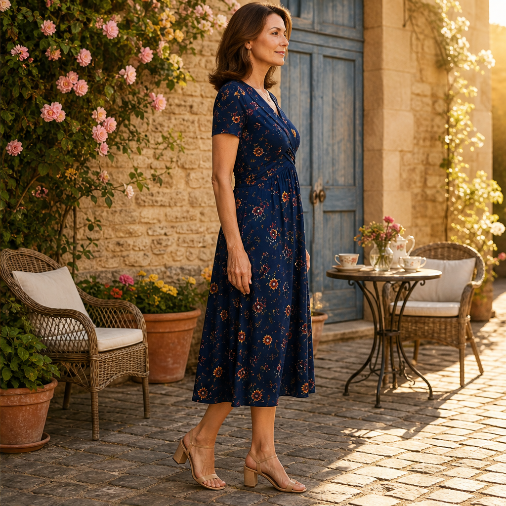 Fiorella – Abito Floreale a Vita Incrociata lifestyle