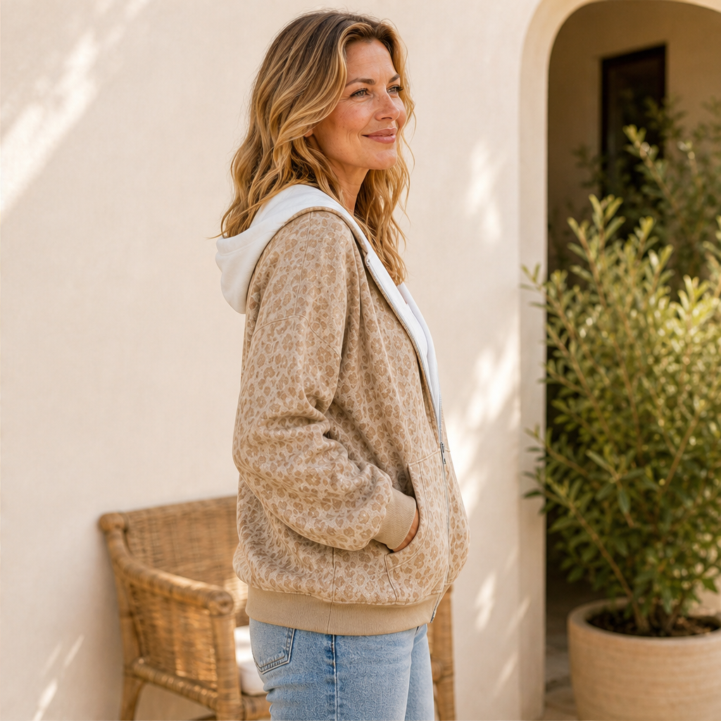 Felvara – Felpa con Zip Stampa Leopardo lifestyle