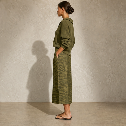 Savenza – Maglia con Colletto e Gonna Midi Zebrata, Set Due Pezzi lifestyle