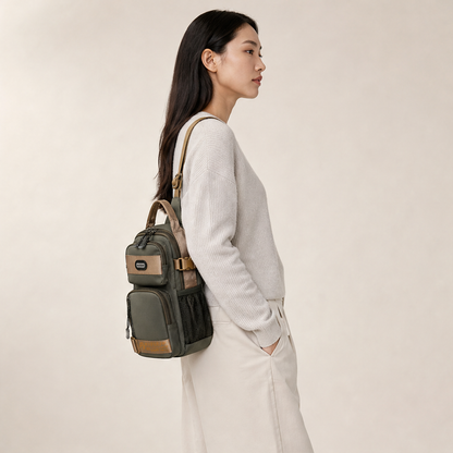 Borsa a Tracolla Multifunzionale Verde Oliva con Tracolla Regolabile – Tessuto Oxford