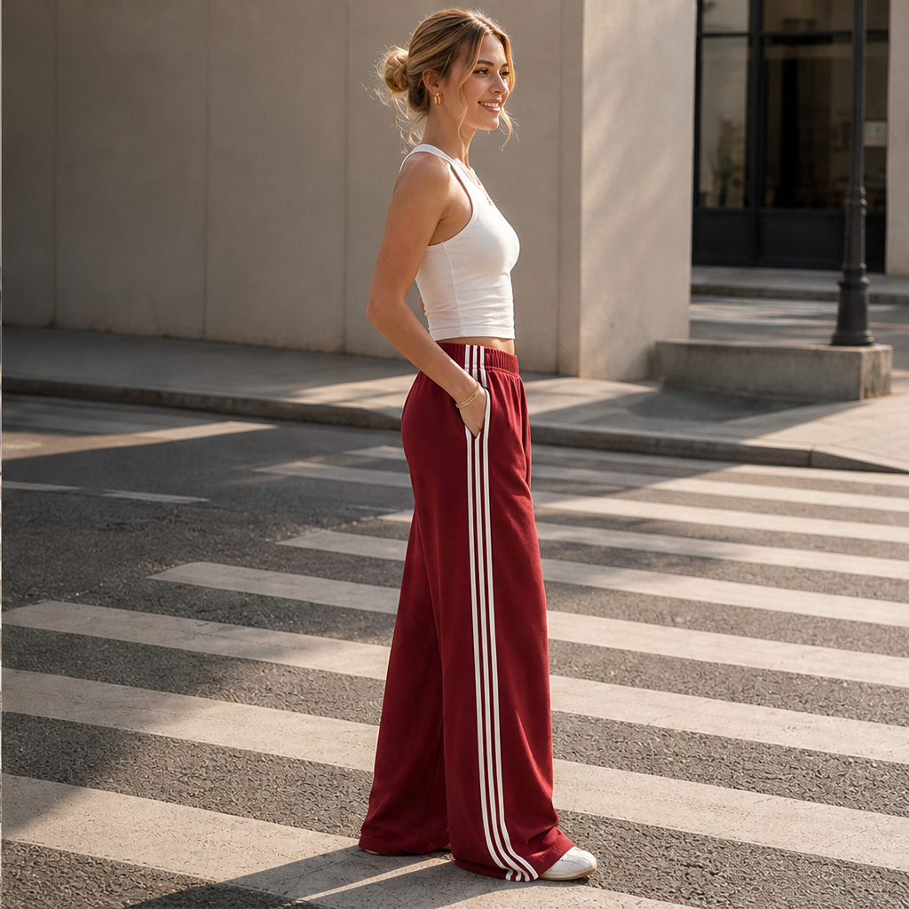 Varenzo – Pantaloni Sportivi a Gamba Larga con Righe lifestyle