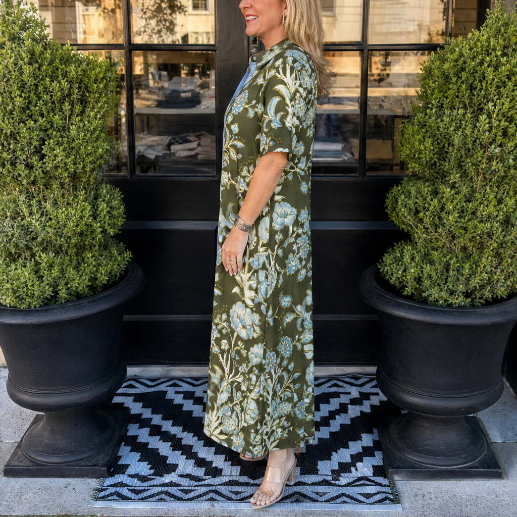 Florentia – Abito Camicia Maxi a Contrasto Floreale lifestyle