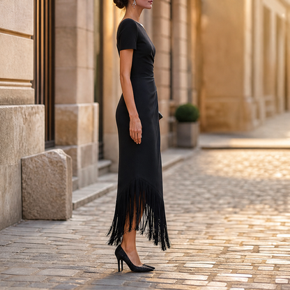 Velmira – Abito Midi Monospalla con Frange lifestyle