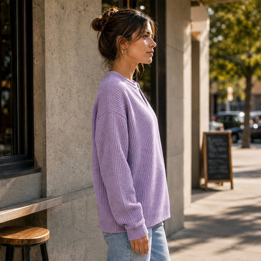 Velmara – Maglia a Vento Effetto Waffle Sovrapposto lifestyle