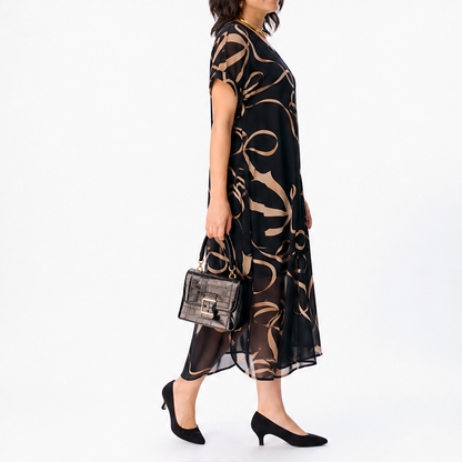 Verolena – Scollo a V Doppio Strato Vestito Midi lifestyle