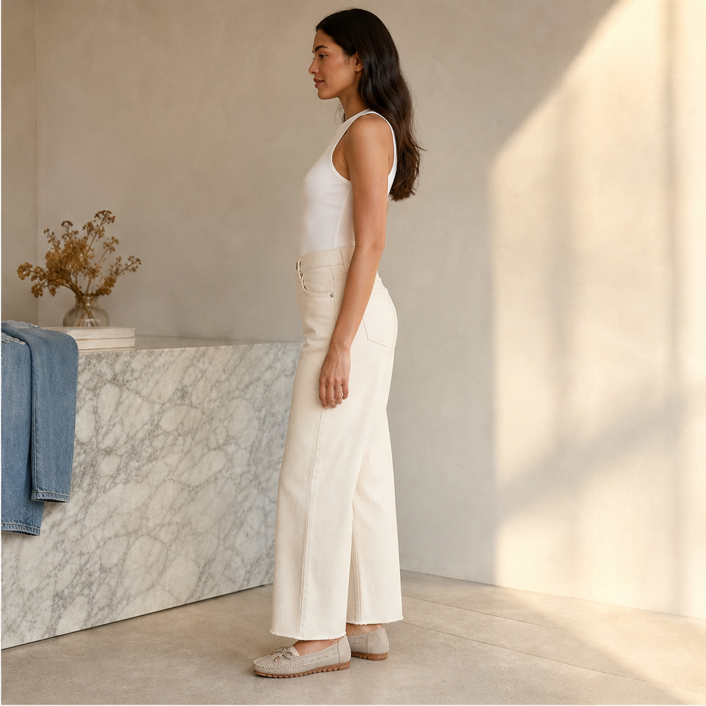 Calvetta – Jeans Dritti a Vita Alta Crop lifestyle