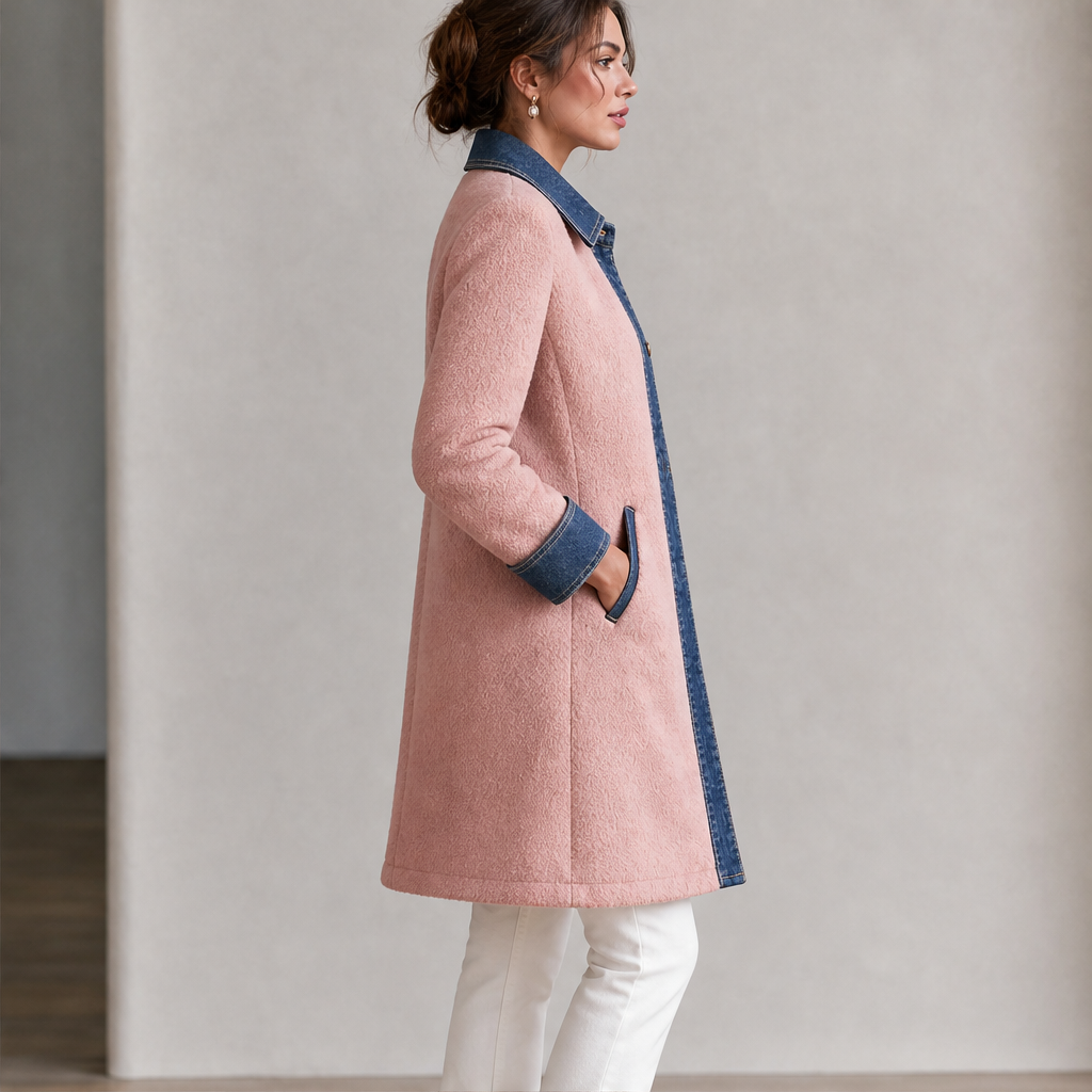 Velmora – Cappotto Midi in Pile Patchwork Denim lifestyle