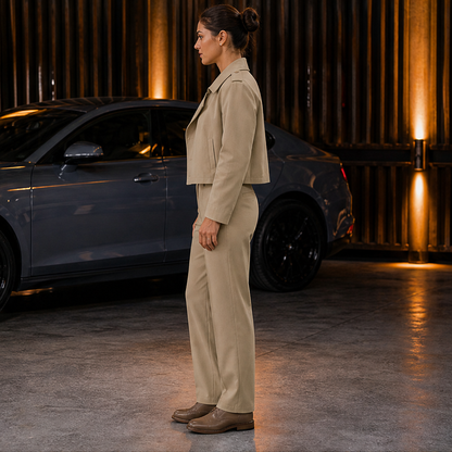 Varonte – Completo Giacca Trench Corta e Pantaloni lifestyle