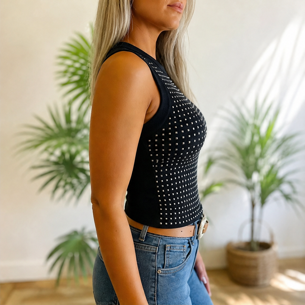 Lucenza – Canotta Aderente Strass Glitter lifestyle