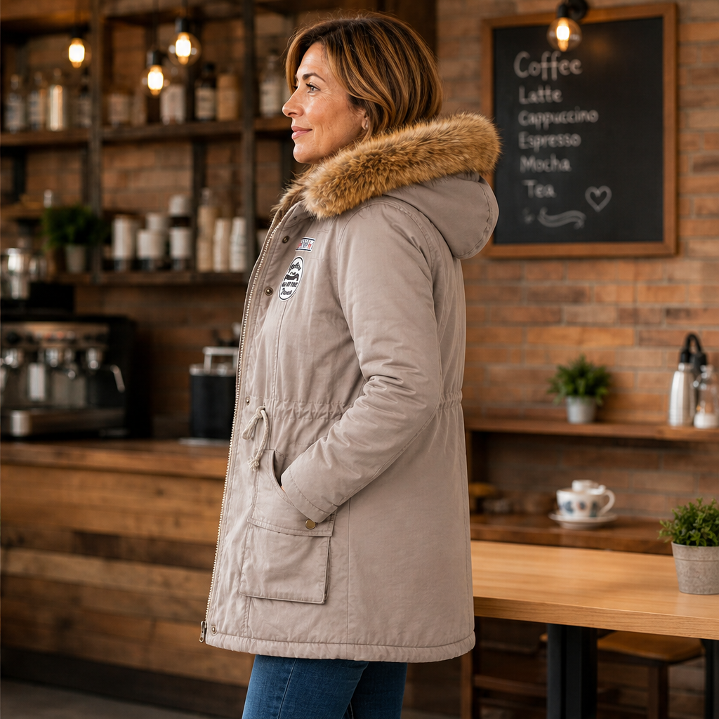 Volmara – Parka Imbottita con Cappuccio in Pelliccia Sintetica lifestyle